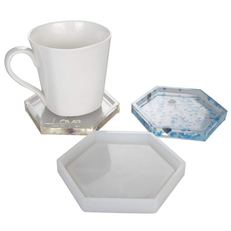 VTurboWay 3 Pack DIY Hexagon Mold, Hexagon Coaster Silicone Mold, Molds for Casting with Resin, Cement - Image 4